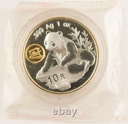 Chine 1997 1 Oz 999 Argent Plaqué Or Panda 10 Yuan Pièce Exposition Aéronautique de Pékin