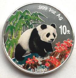 Chine 1997 Panda Grand Date 10 Yuan 1oz Couleur Argent Pièce, Unc