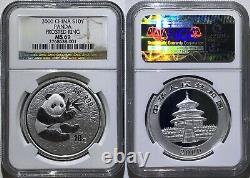 Chine 2000 Millénium Année 1 Once Oz Panda en argent 10 Yuan Pièce Givrée NGC MS 69