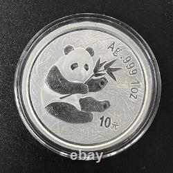 Chine 2000 Pièce d'argent Panda 10 Yuan 1 oz