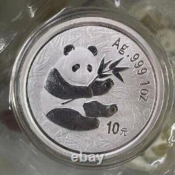 Chine 2000 Pièce d'argent Panda 10 Yuan 1 oz