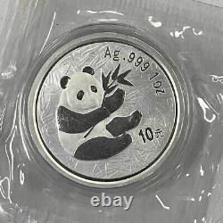 Chine 2000 Pièce d'argent Panda 10 Yuan 1 oz