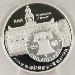 Chine 2018 ANA Foire Mondiale de l'Argent Médaille Panda en Argent Gilt de 50 Grammes PCGS PR69