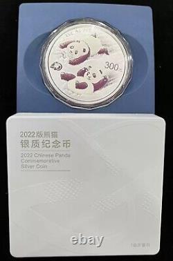 Chine 2022 Pièce d'argent Panda 1000g Argent 1 Kilo 300 Yuan COA