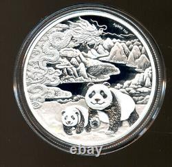 Chine 2024 Dragon 1oz Argent Panda, Année du Dragon PROOF Expo Long Beach
