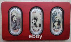 Chine 3 x 20g (total 60g) Médailles / Lingots en argent coloré Panda Set Sichuan