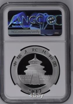 Chine Panda Argent 10 Yuan 2017 NGC 30e Anniversaire NGC MS 70