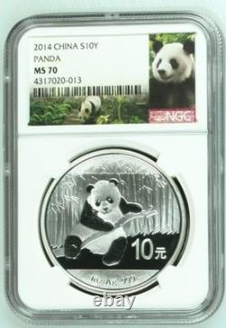 Chine Panda argent 10 yuans 2014 NGC MS 70