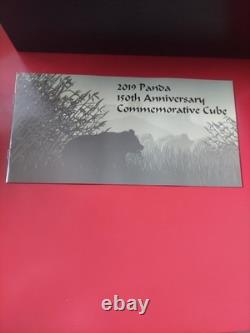 Cube commémoratif du 150e anniversaire du Panda d’argent chinois de 20 oz 2019