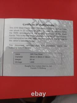 Cube commémoratif du 150e anniversaire du Panda d’argent chinois de 20 oz 2019