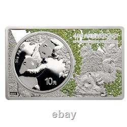 ENSEMBLE DE PIÈCES EN ARGENT DU 40e ANNIVERSAIRE DU PANDA CHINOIS 2 Oz + Barre de 30 g Chine 2023