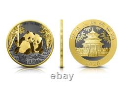Édition 2026 Chine Panda 30 grammes argent anneau doré plaqué or et ruthénium