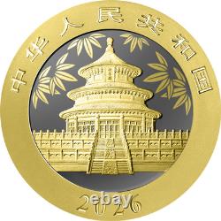 Édition 2026 Chine Panda 30 grammes argent anneau doré plaqué or et ruthénium