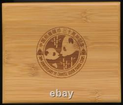 Ensemble 30ème anniversaire 2013 Panda de Chine 10 Yuan 1 Oz. Argent 999 avec OGP + COA