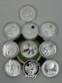 Ensemble de 10 pièces Panda Festival de la Lune en argent 1 oz 2025, designs 2015-2024, client international