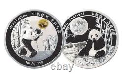 Ensemble de 10 pièces Panda Festival de la Lune en argent 1 oz 2025, designs 2015-2024, client international