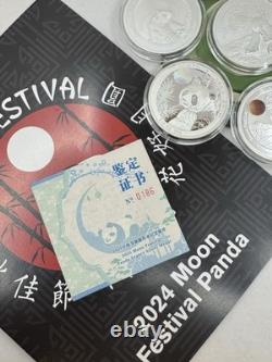 Ensemble de 10 pièces Panda Festival de la Lune en argent 1 oz 2025, designs 2015-2024, client international