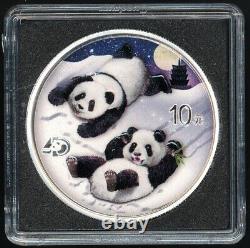Ensemble de 2 pièces de panda chinois 2022 nuit et jour 30 grammes. 999 pièces d'argent avec boîte + COA