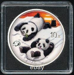 Ensemble de 2 pièces de panda chinois 2022 nuit et jour 30 grammes. 999 pièces d'argent avec boîte + COA