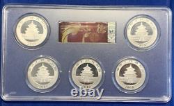 Ensemble de 5 pièces de 30g en argent Panda 10 Yuan Chine 2018 PCGS MS70 Grand support multi-pièces