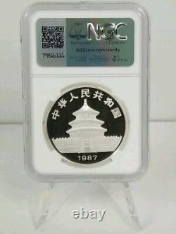 Ensemble de deux pièces en argent Panda de Chine 1987 preuve de qualité 1 oz & 5 oz 10 & 50 Yuan Coffret/COA #335