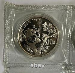 Expo de pièces de monnaie internationale de Beijing en Chine 1995, 10 Yuan 1oz Ag. 999 Pièce d'argent Panda