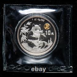 Exposition internationale de la monnaie de Pékin, Chine 1996, pièce en argent Panda de 10 Yuans 1 oz