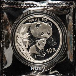 Exposition internationale des timbres et des pièces de monnaie de Beijing en Chine 2004 - Pièce en argent 1 once Panda de 10 yuans