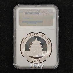 Grande D 2001 Chine 10 Yuan 1oz Pièce en Argent Panda NGC MS70