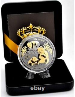 MONNAIE Argent 10 Yuan Chine 2025 Empire Noir Ruthénium Noir Panda d'Or Chine