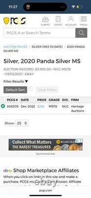 MS70 2020 30g Argent Panda Chinois Première Édition