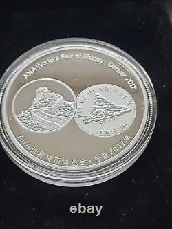 Médaille 2017 Panda d'argent de Chine à la Foire Mondiale de l'ANA à Denver, 1 oz. d'argent fin 999