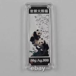 Médaille / Barre en argent solide coloré Panda Expo 2010 de Chine 50g