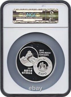 Médaille Panda Chine en argent de 5 onces 2013 Long Beach Coin Expo (ngc Pf69ucam)