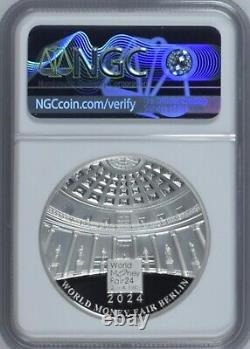 Médaille d'argent Panda de la foire mondiale de la monnaie de Berlin NGC PF70 Année du Dragon 2024 avec certificat d'authenticité (COA)