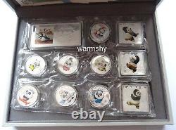 Médaille d'argent chinoise colorisée Kungfu Panda de Shanghai en Chine 180g COA