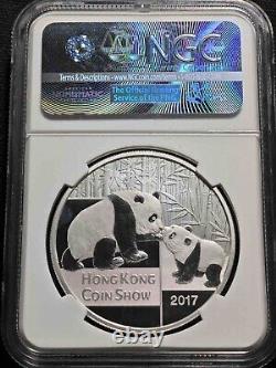 Médaille d'argent spécimen de 1 once du Panda Bouddha du Show de pièces de monnaie de Hong Kong 2017 NGC PF70