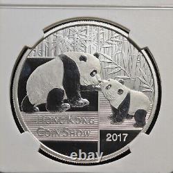 Médaille d'argent spécimen de 1 once du Panda Bouddha du Show de pièces de monnaie de Hong Kong 2017 NGC PF70