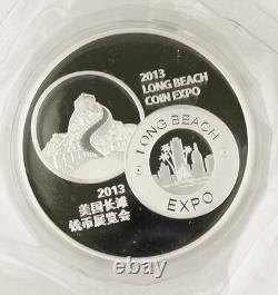 Médaille de la pièce en argent Panda Proof de 5 oz Expo Monétaire de Long Beach 2013 + BOÎTE et COA