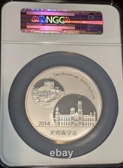 Médaille en argent Panda de Chine 5 oz 2014 Institution Smithsonian NGC PF 69 UC Boîte COA