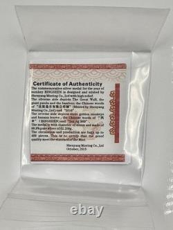 Médaille en argent de 2 oz PANDA de 2016 avec les singes dorés de Chine et la Grande Muraille NGC PF70UCAM + COA