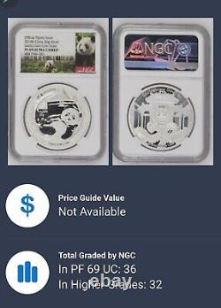 Médaille en argent de 30g de la CHINE 2018 SANTA CLARA COIN EXPO-PANDA NGC PF69
