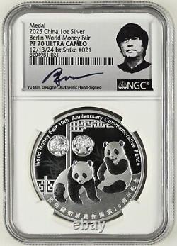 Médaille en argent panda 1oz NGC PF70 2025, Foire Mondiale de l'Argent de Berlin, seulement 200 exemplaires fabriqués