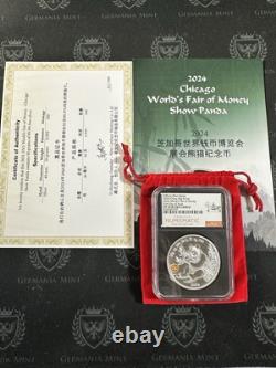 Médaille officielle de la Monnaie 2024 Chine 50 grammes Argent Ana World Money Fair FDOI NGC PF70