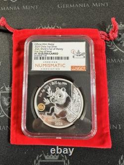 Médaille officielle de la Monnaie de Chine 2024 1 oz Argent Ana World Money Fair NGC PF70 FDOI