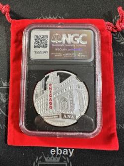 Médaille officielle de la Monnaie de Chine 2024 1 oz Argent Ana World Money Fair NGC PF70 FDOI