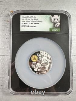 Médaille officielle de la Monnaie de Chine 2025 2 oz Argent Foire mondiale de l'argent ANA NGC PF70
