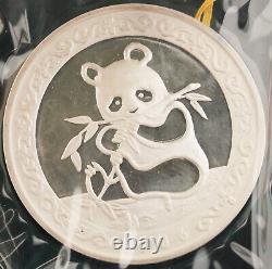 Médaille officielle en argent Panda de Chine de 12 onces de 1986 Expo de la pièce de Hong Kong GEM scellée +OGP