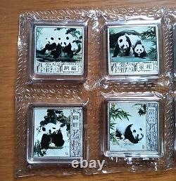 Mint de Nanjing, Chine, Médailles en argent coloré Panda Chine 15g10pcs, pas de BOÎTE pas de COA