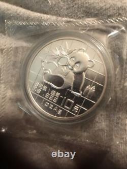 Monnaie Panda Chinoise 1 oz de 1989. Argent .999 Chine Non Circulé Lingot Scellé 31,1g